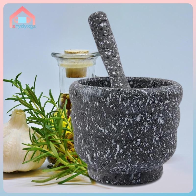 Bộ Chày Cối Giã Tỏi Miệng Rộng Họa Tiết Đá Granite Tươi Mới
