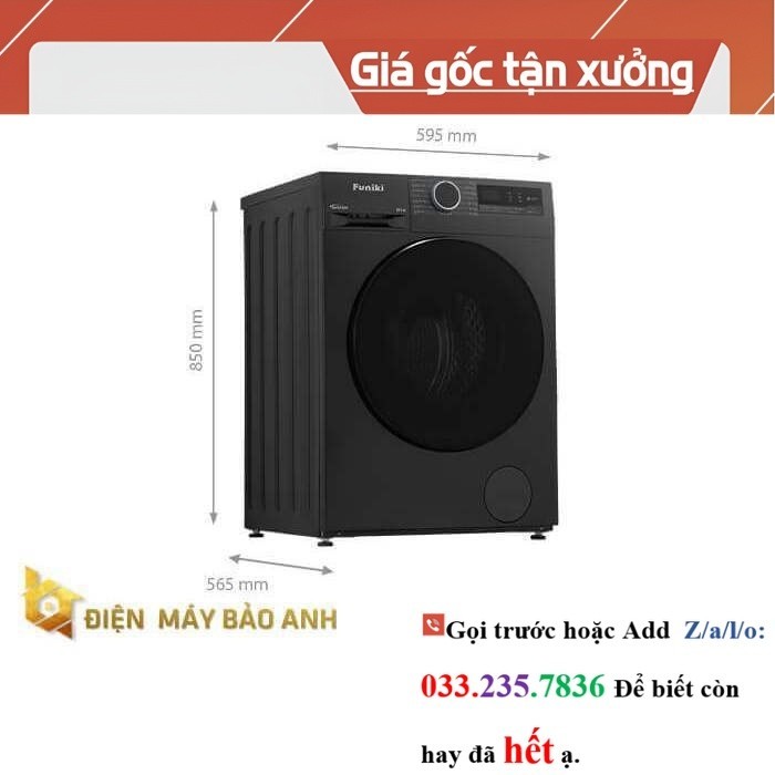 [Miễn phí giao lắp HN] Máy giặt Funiki 9.5 kg HWM F895ADG cửa trước, màu đen <<Hãng