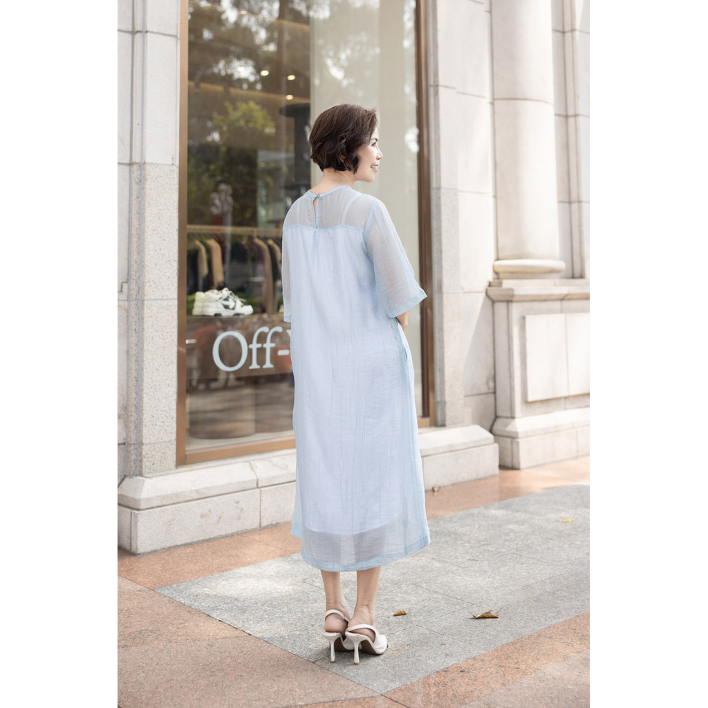 M COLLECTION | Đầm Nữ Trung Niên Tặng Mẹ Phom Suông Tơ Xốp Mềm Nhẹ Mặc Thoáng Mát Thêu Hoa - D12206 | BigBuy360 - bigbuy360.vn