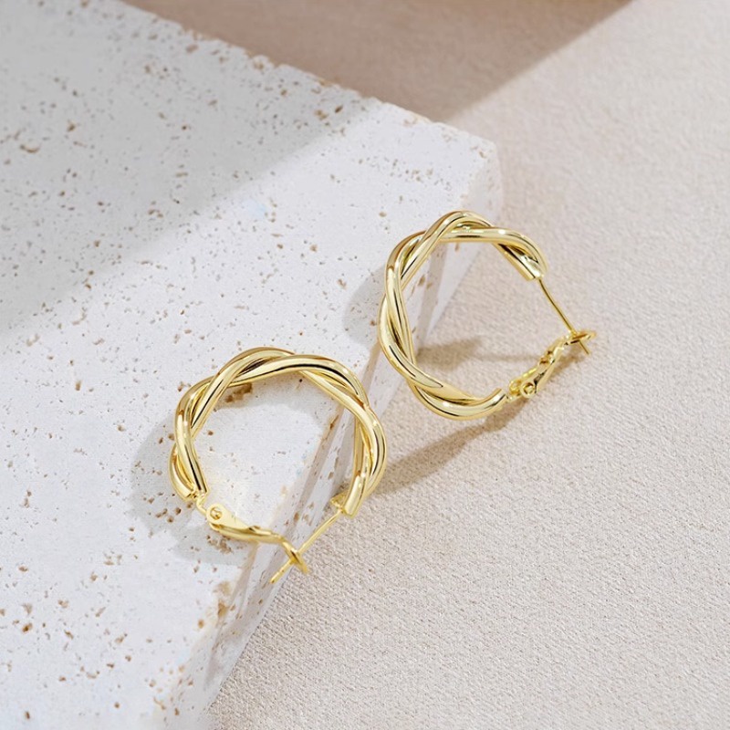 Khuyên tai WE FLOWER vòng xoắn lớn màu vàng thời trang sang trọng cho nữ