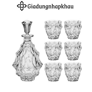 Bộ bình ly whisky ca sỹ pha lê bohemia fortune, 7 món, giadungnhapkhau19