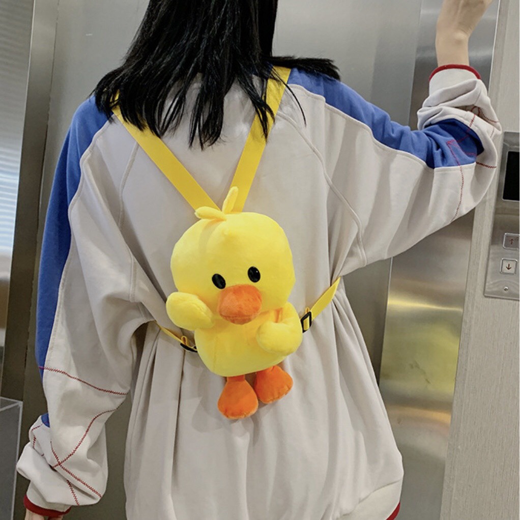 Ba Lô Thú Nhồi Bông Hình Con Vịt Vàng - Túi Đeo Vai Gấu Bông