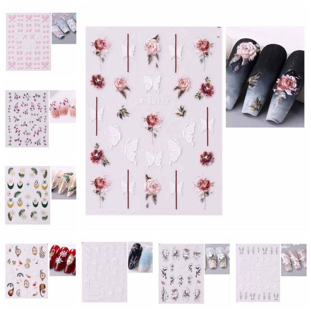 Lombar Miếng Dán Móng Tay Hình Hoa Tuyết Nơ Hồng Giáng Sinh Nhật Bản Phụ Kiện Cho Nữ diy charms