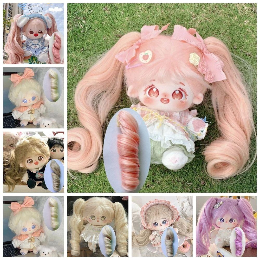 Mengxuan Tóc Búp Bê bjd sd Tóc Đuôi Ngựa Dài Xoăn Bằng Sợi cotton Hóa Học Mềm Mại Có Kẹp Tóc Dài Màu Hồng Dành Cho Búp Bê Ngôi Sao Tóc Đuôi Ngựa Nonol