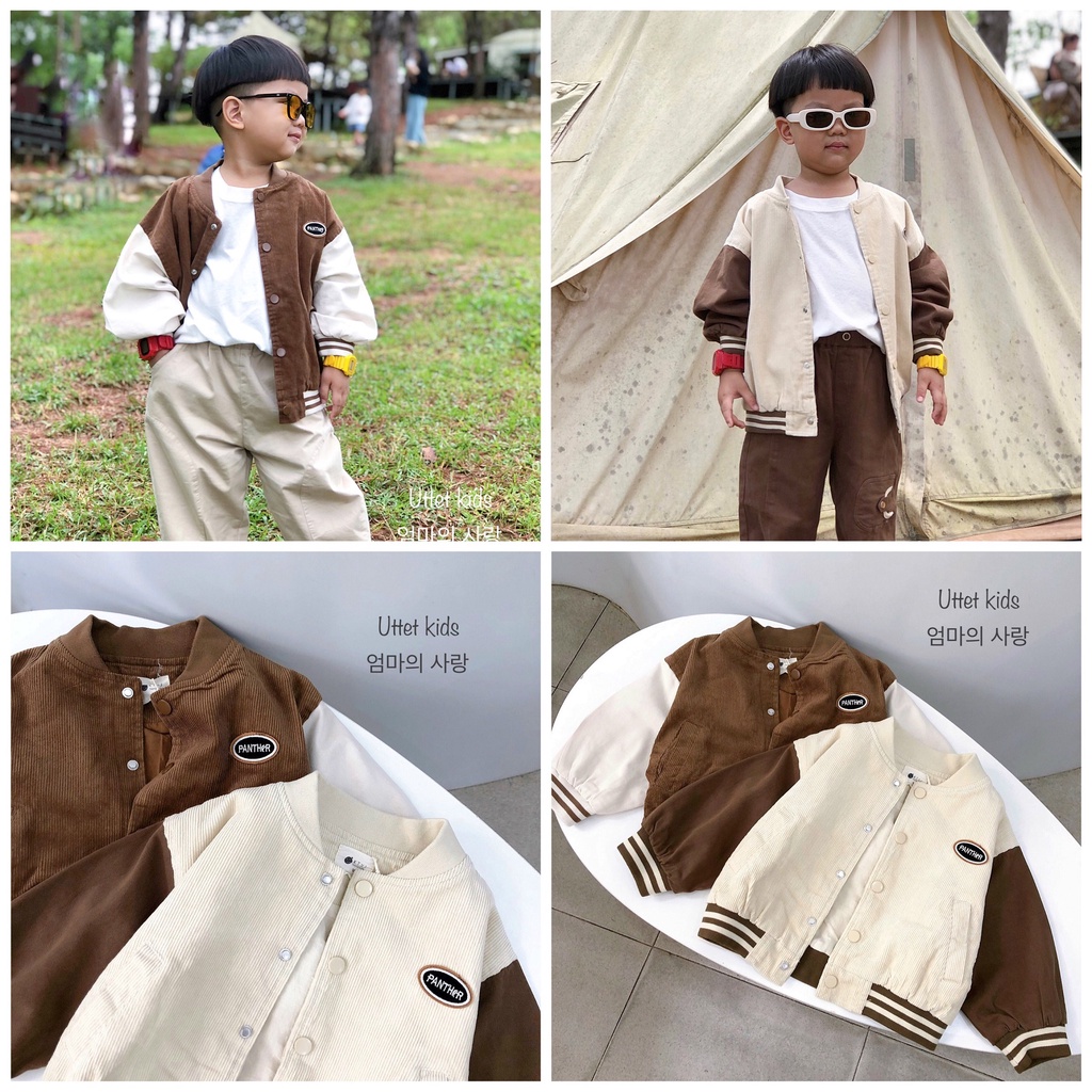 ÁO KHOÁC BOMBER NHUNG PHONG CÁCH HÀN QUỐC CHO BÉ GÁI VÀ BÉ TRAI 6326