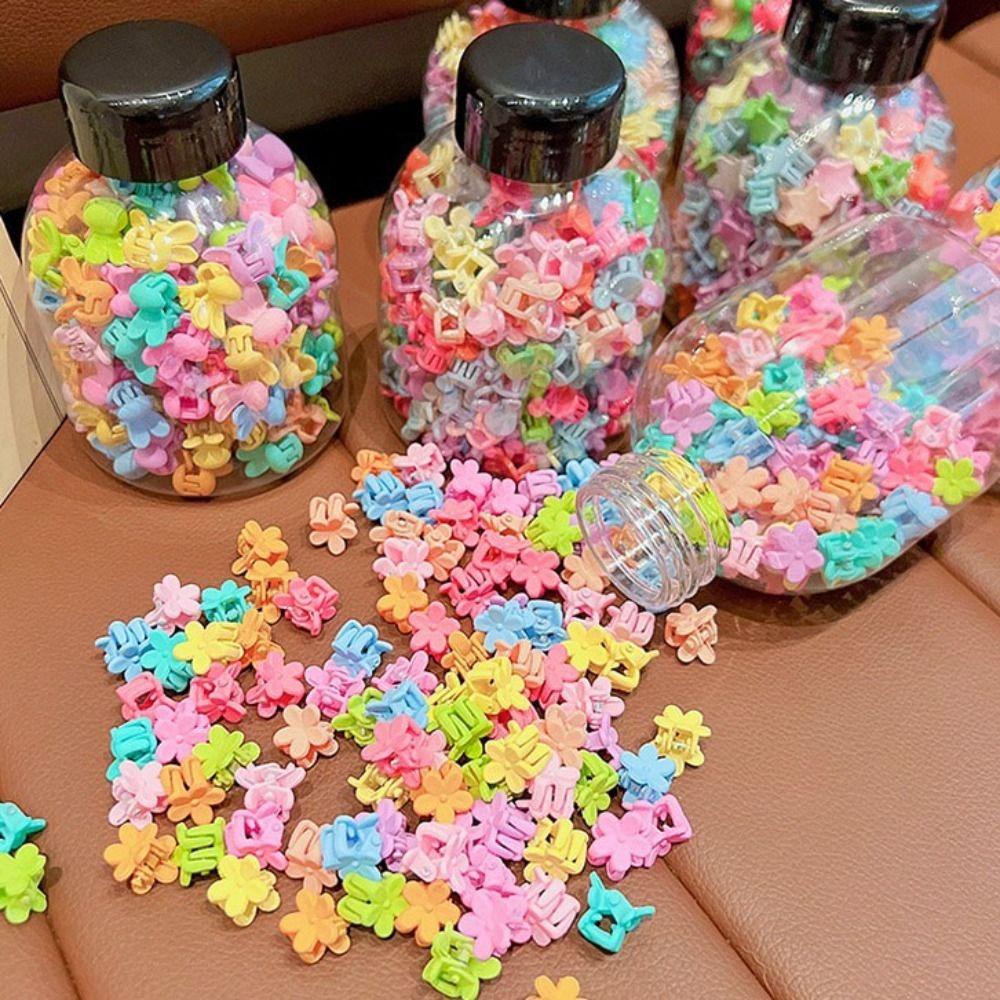 Set 50 Kẹp Tóc mini Hình Bông Hoa / Ngôi Sao / Vương Miện Màu Sắc Kẹo Ngọt Xinh Xắn