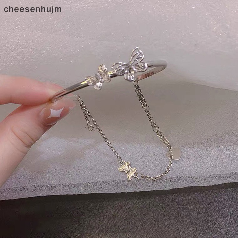 Cs Vòng Tay Dây Xích Hai Lớp Thiết Kế Hình Bướm Lấp Lánh Có Thể Điều Chỉnh Cho Nữ vn