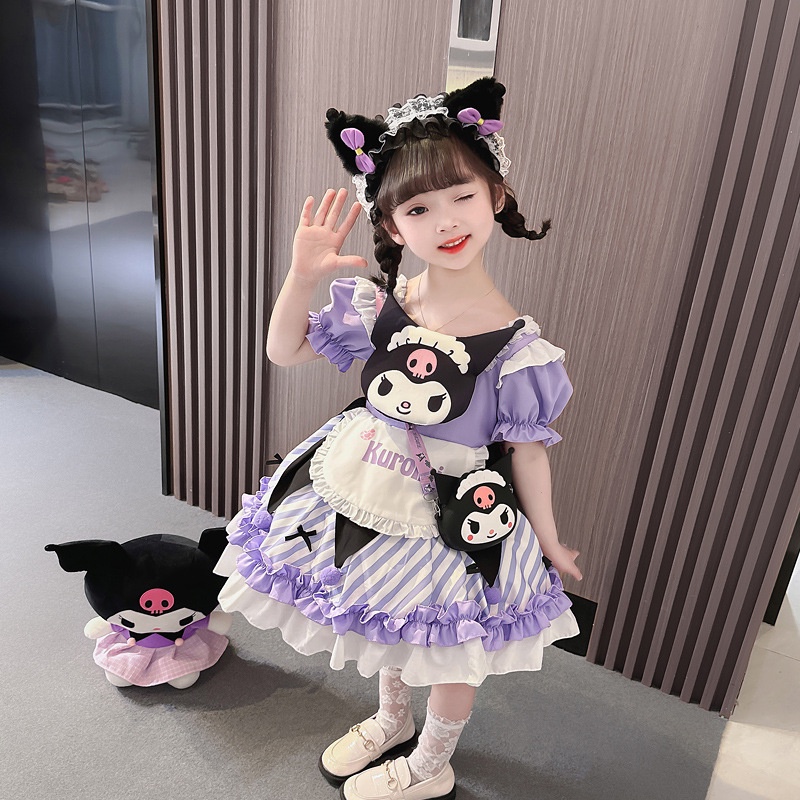 Đầm Công Chúa Hai Dây Mùa Hè Phong Cách kuromi lolita Mới Cho Bé Gái