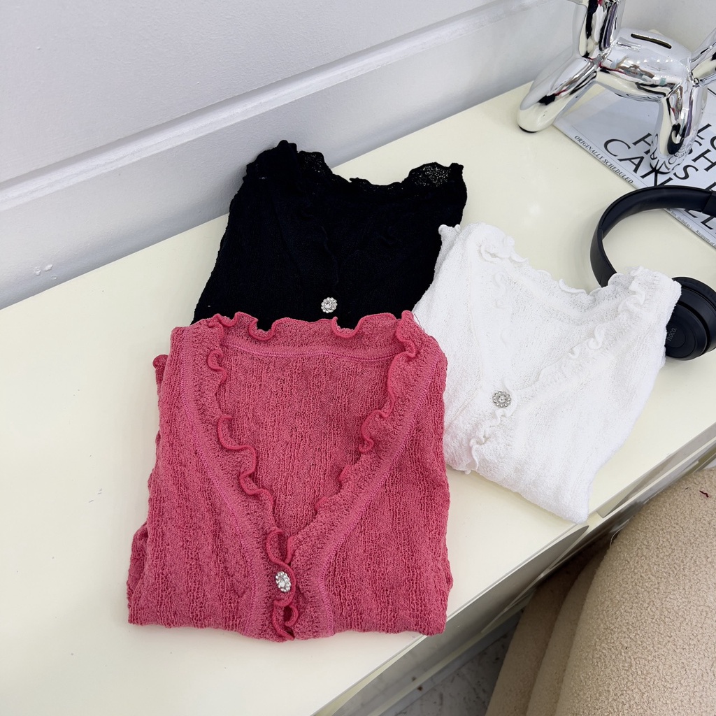 Áo len viền bèo nữ, áo len viền bèo 3 màu