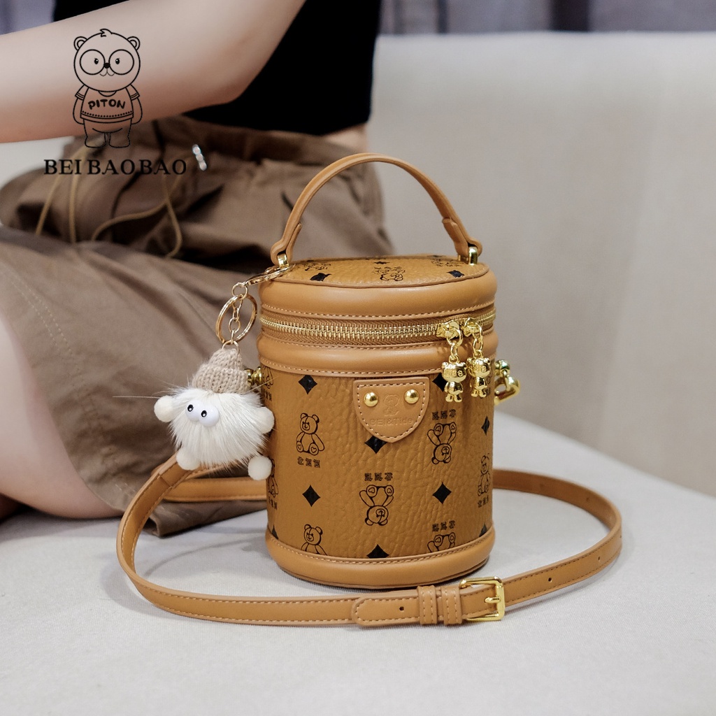 Túi xách nữ thời trang mới 2023 Túi hình trụ Túi đeo vai Messenger