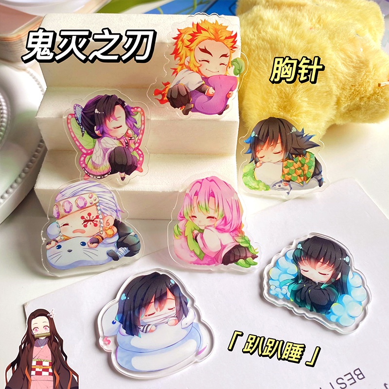 Ghim Cài Áo Bằng acrylic Họa Tiết Hoạt Hình demon slayer Độc Đáo