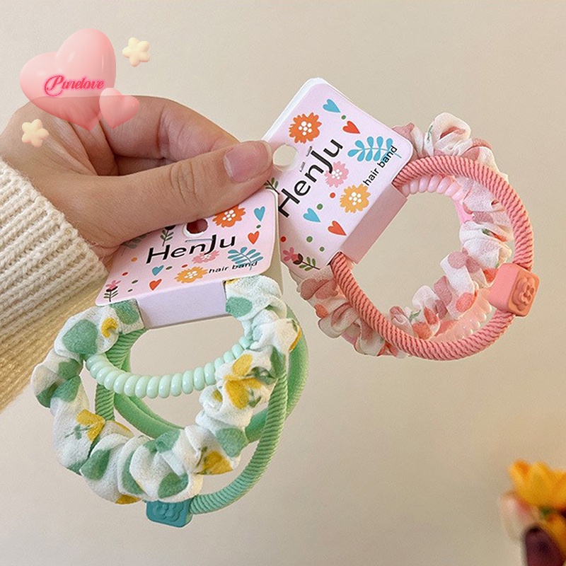 Set 4 Dây Buộc Tóc Cao Su Co Giãn Hình Gấu Đáng Yêu Cho Nữ Mới
