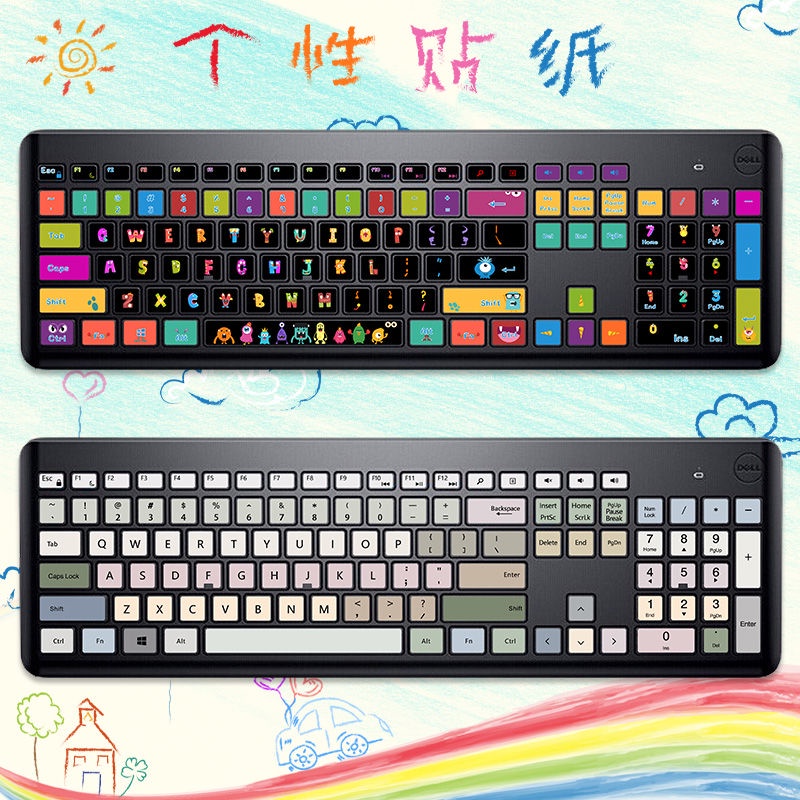 Miếng Dán Trang Trí Bàn Phím Không Dây Chống Trầy Xước Họa Tiết Hoạt Hình Cho dell km117 wk118
