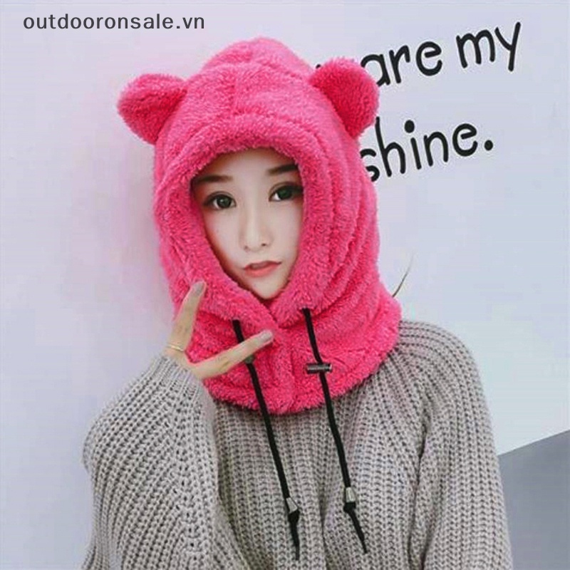 Mũ Trùm Đầu Giữ Ấm Tai Gấu Bông Dễ Thương Dành Cho Người Lớn Ngoài Trời