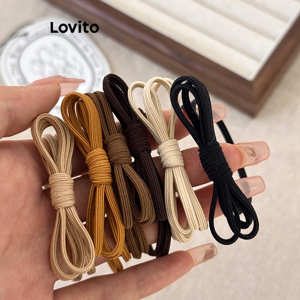 Dây cột tóc Lovito thắt nơ màu trơn đơn giản thường ngày cho nữ L63AD090