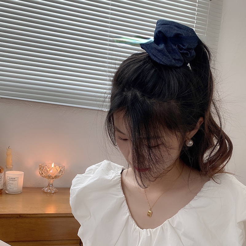 Dây Cột Tóc denim Thắt Nơ Màu Sắc Ngọt Ngào Cho Nữ