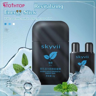 Ống hít năng lượng Skyvii Vitality Energy Stick Dừng ngáy Ngăn ngừa buồn ngủ Làm mới hai lỗ mũi Ống hít Ống hít dầu Mũi Làm mát mũi [TOP]