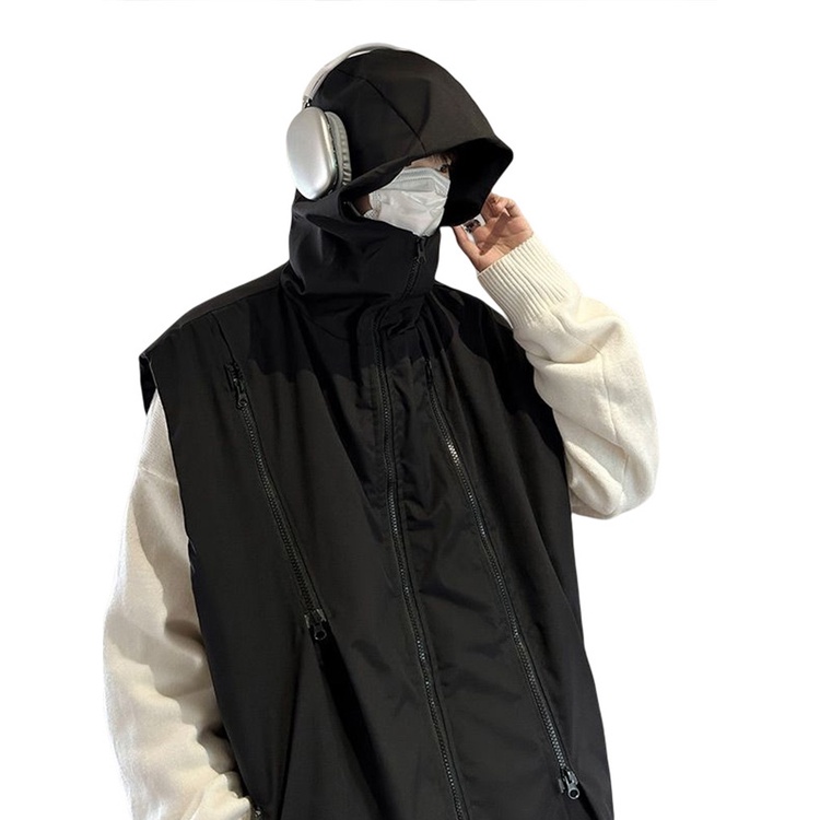 Áo Khoác Không Tay Có Mũ Trùm Đầu Chất Liệu cotton Dày Dặn Thời Trang Mùa Đông Cho Nam Giới