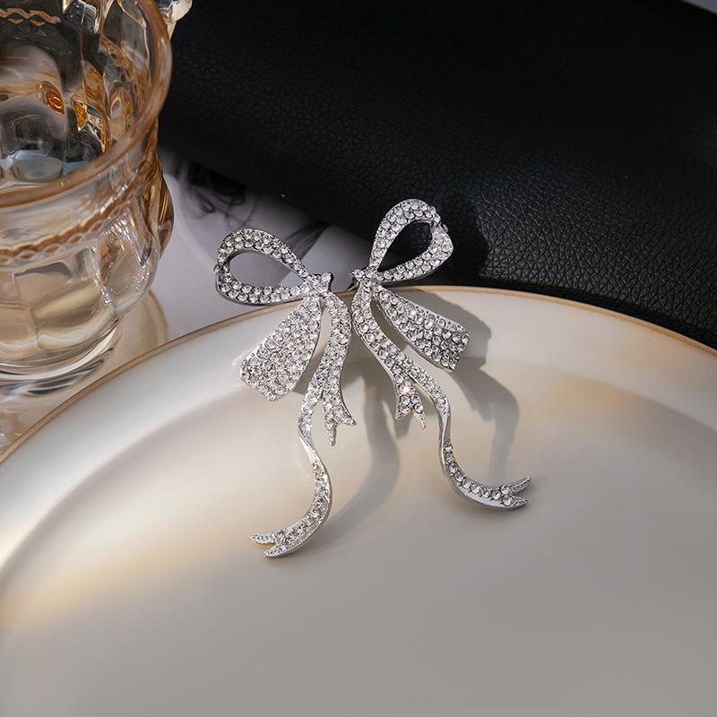 Đôi Khuyên Tai Dáng Dài Đính Nơ Ruy Băng Sang Trọng Lãng Mạn Cho Nữ