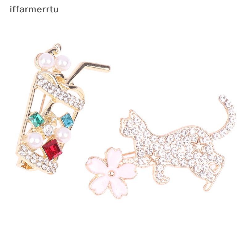 Ghim Cài Áo Hình Thỏ / Mèo / Hoa / Trái Tim Bằng Hợp Kim Màu Vàng Dễ Thương Cho Nữ