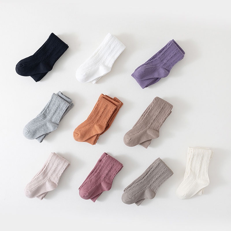 Bobora Vớ cotton Mềm Giữ Ấm Màu Trơn Cho Bé Gái