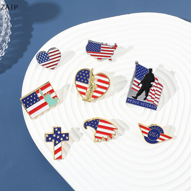 Za Trâm Cài Áo Hình Lá Cờ Mỹ Bằng Hợp Kim Sáng Tạo