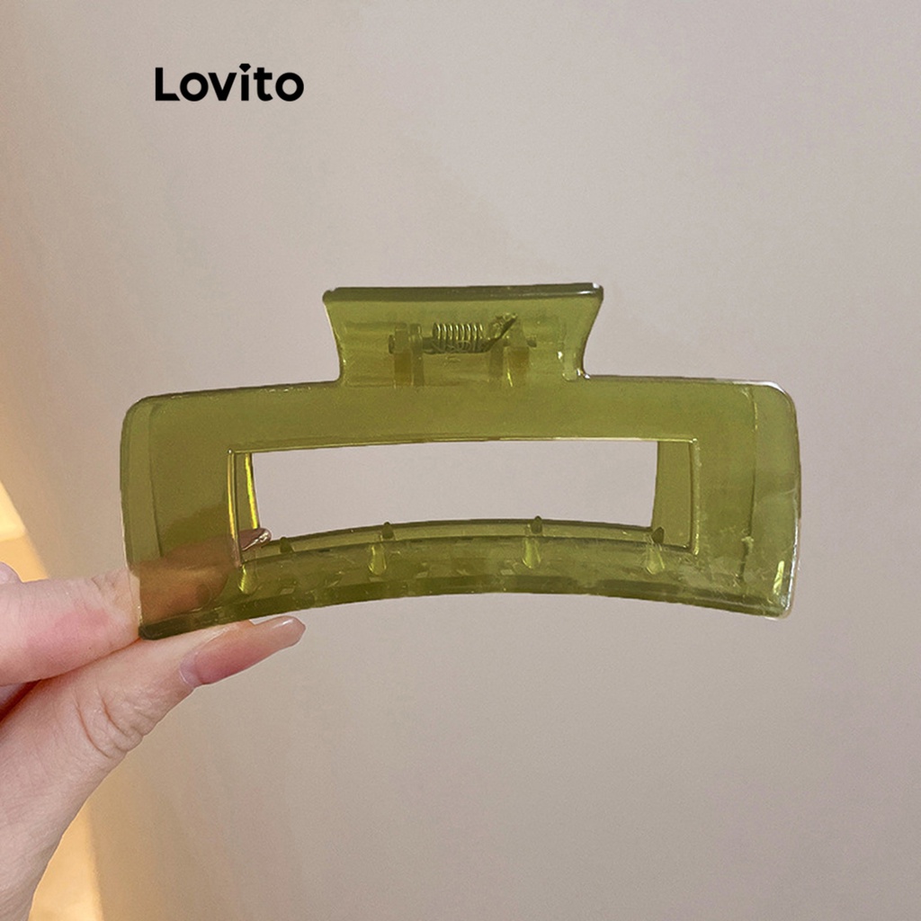 Kẹp tóc LOVITO hình học cơ bản màu trơn thường ngày cho nữ L57AD014