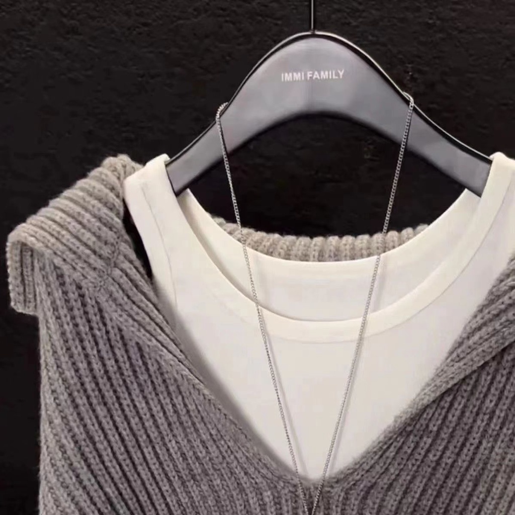 Áo sweater Dệt Kim Tay Dài Cổ Chữ v Thời Trang Mùa Thu Cho Nữ