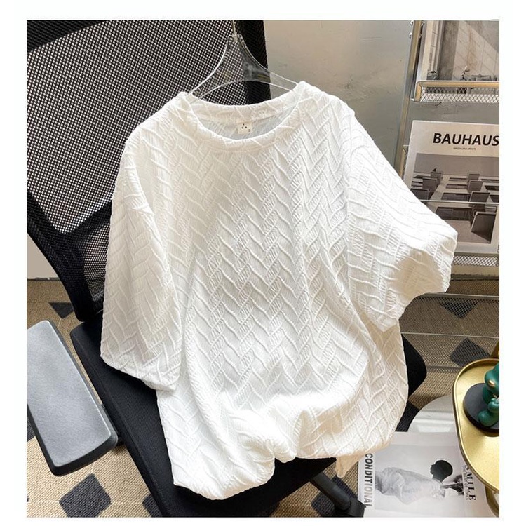 Áo Thun Tay Lỡ Dáng Rộng Vải Lụa Lạnh Thoải Mái Cho Nữ