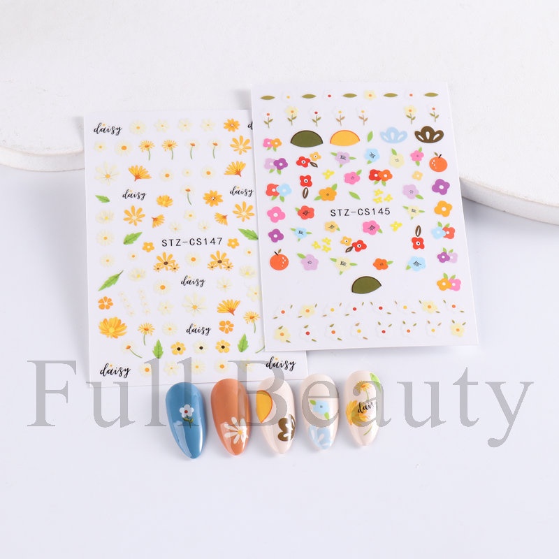 Mới Nhãn Dán Móng Tay Tự Dính Họa Tiết Hoa Cúc / Dâu Tây / Đào Nhiều Màu Sắc Phong Cách Mùa Hè