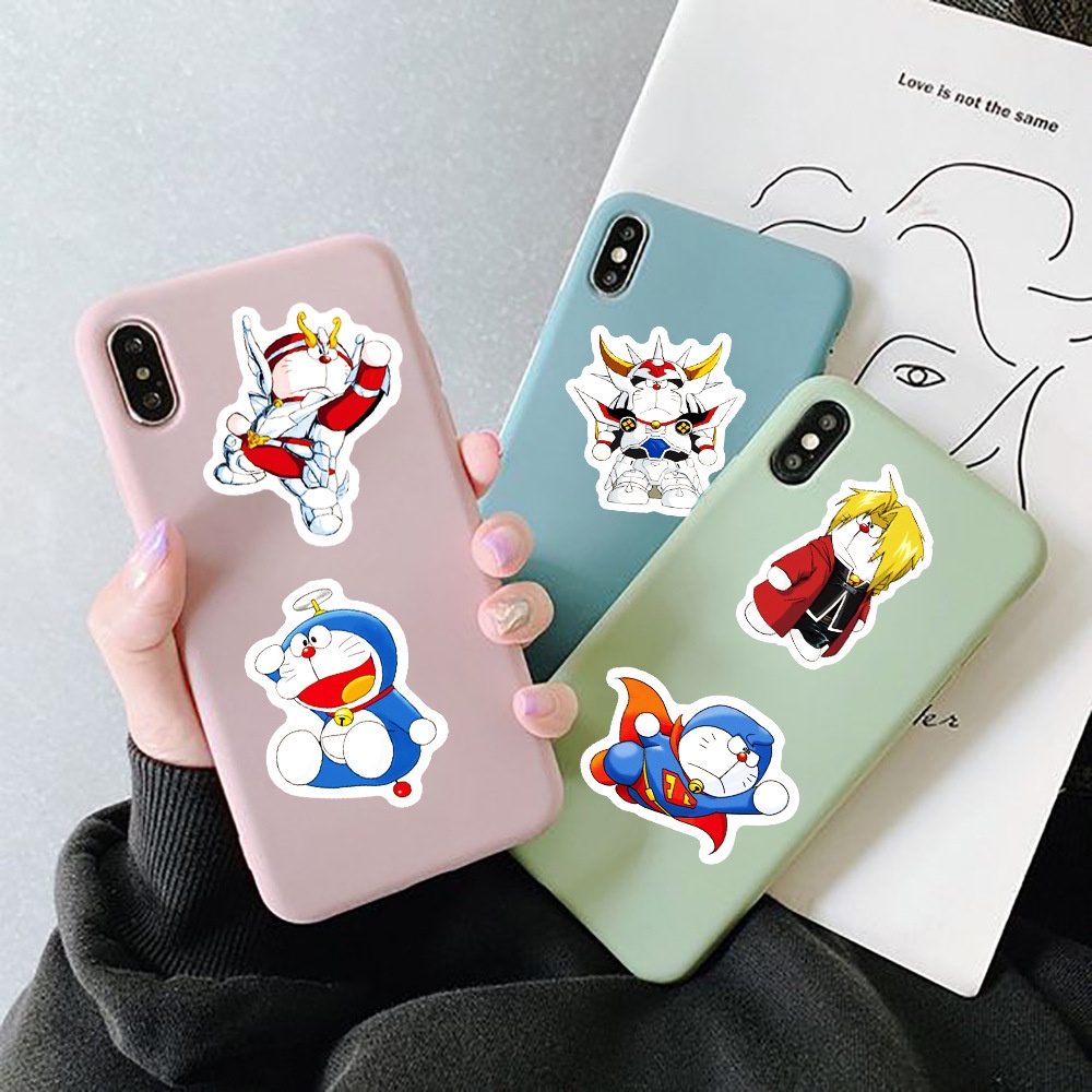 Bộ 50 Miếng Dán Trang Trí Mũ Bảo Hiểm Hình doraemon Chống Thấm Nước