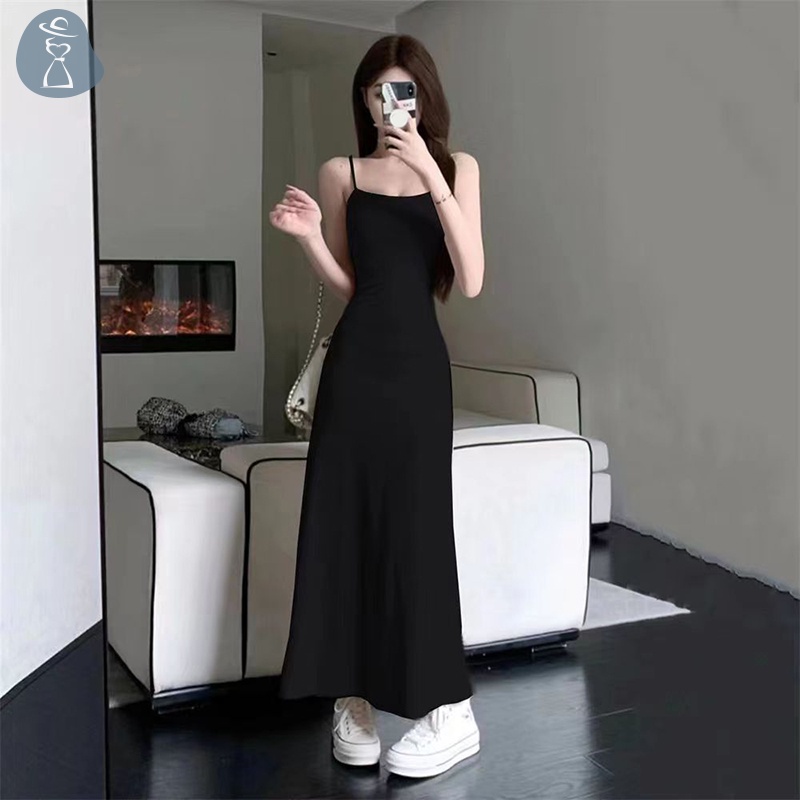 Đầm midi Hai Dây Ôm Dáng Phong Cách retro Đường Phố Đơn Giản Mùa Hè Cho Nữ joo
