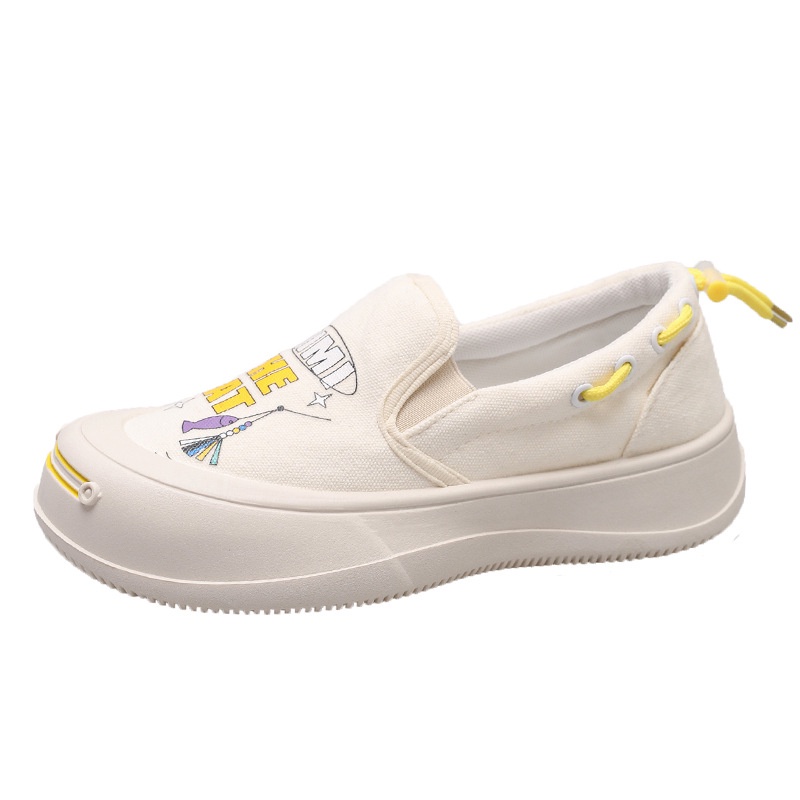 Prowow❤Giày Lười canvas In Hình Hoạt Hình Phong Cách Hàn Quốc Cho Nữ