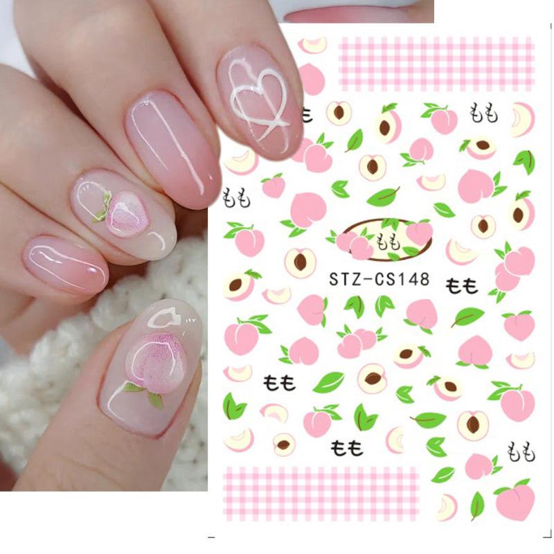 Mới Miếng Dán Trang Trí Móng Tay Hình Hoa Cúc / Hoa Đào / Dâu Tây Nhiều Màu Xinh Xắn