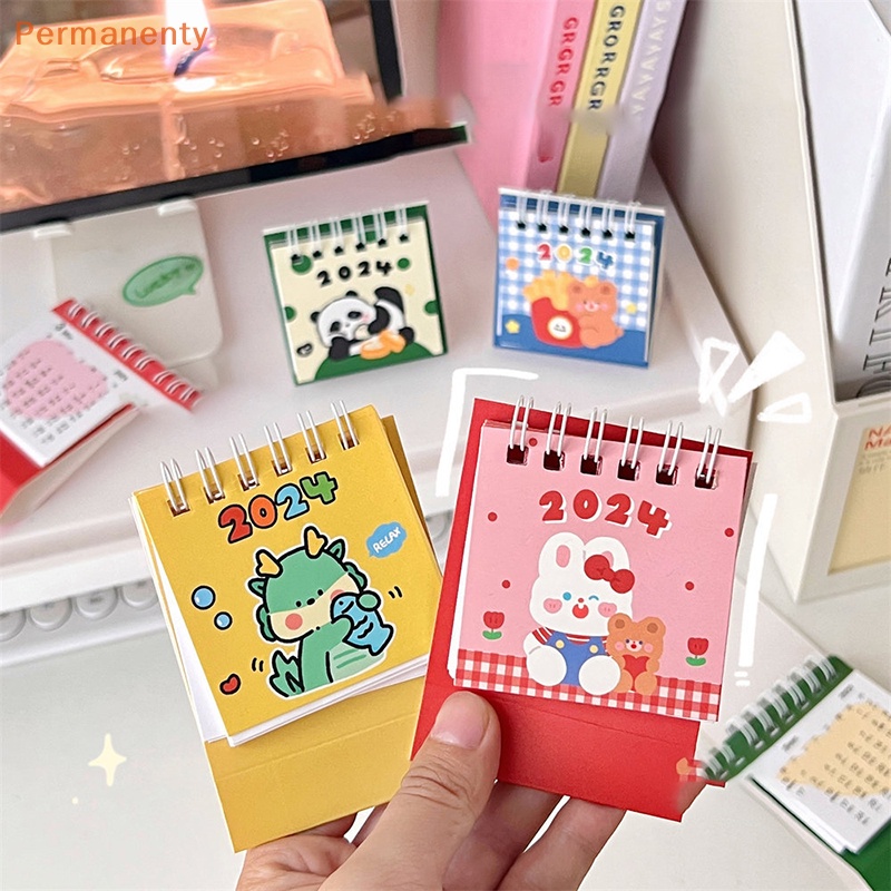 Lịch Để Bàn mini 2024 kawaii Hình Động Vật Hoạt Hình Dễ Thương Để Bàn Ghi Chú Lập Kế Hoạch Hàng Ngày