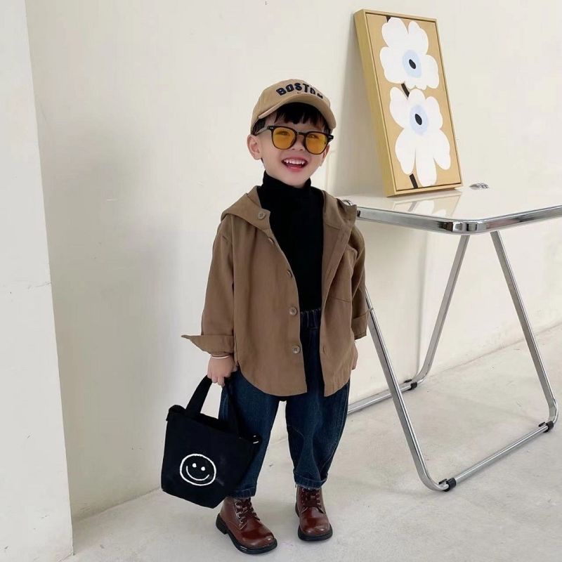 Áo Khoác Có Mũ Thiết Kế Mới Thời Trang Mùa Xuân Thu Theo Phong Cách Hàn Quốc Cho Bé Trai