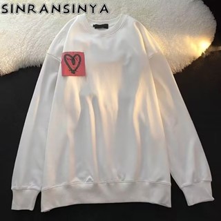 Áo sweater SINRANSINYA in hình trái tim 3D phong cách cổ điển Mỹ thời trang cho nam và nữ