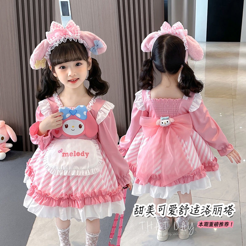 Đầm Công Chúa lolita Tay Dài Mềm Mại Thời Trang Xuân Thu Cho Bé Gái