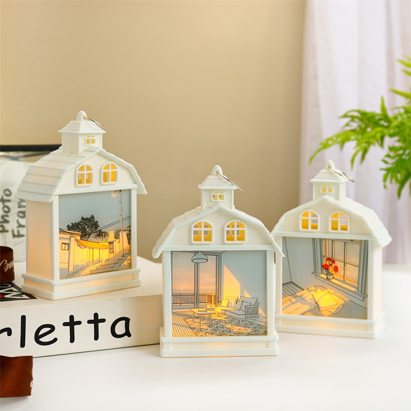 Đồ Trang Trí Giáng Sinh Đèn Ngủ Phong Cách Châu Âu Đồ Trang Trí Ngôi Nhà Người Tuyết Gió Đèn Đèn Chân Nến Lễ Hội Bộ Đạo Cụ