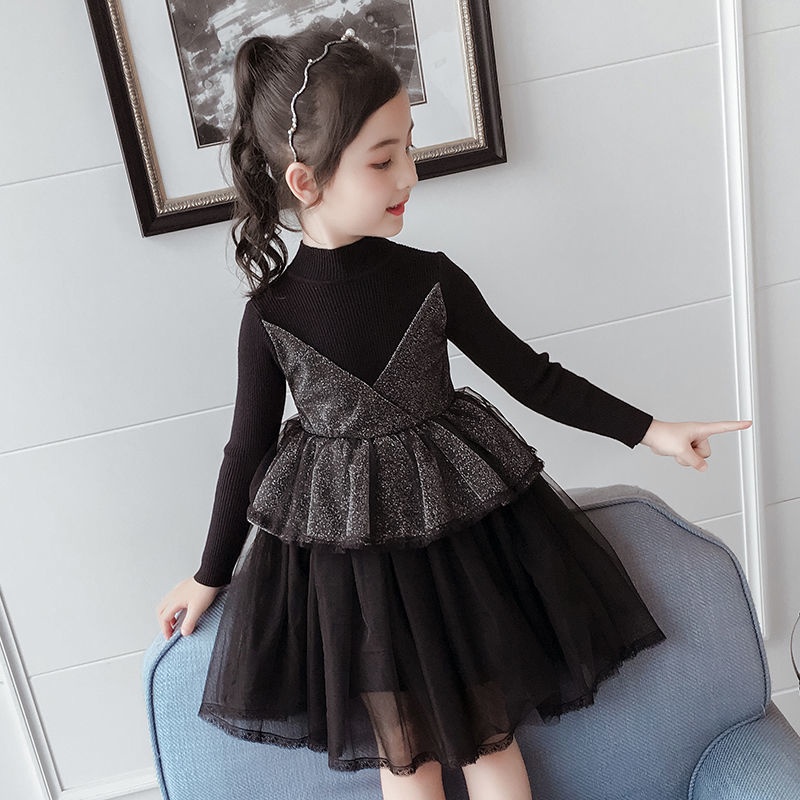 Đầm Dệt Kim Tay Dài Phong Cách Công Chúa Thời Trang Thu Đông Kiểu Mới Dành Cho Bé Gái
