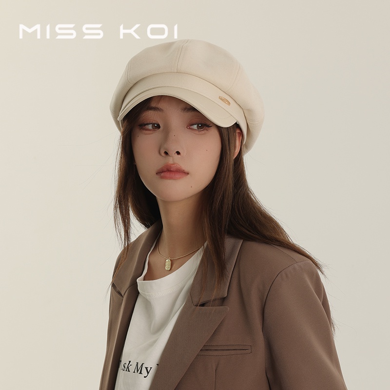 Misskoi  Mũ Nồi Da Màu Đen Phong Cách Nhật Bản Dễ Phối Đồ Cho Nữ