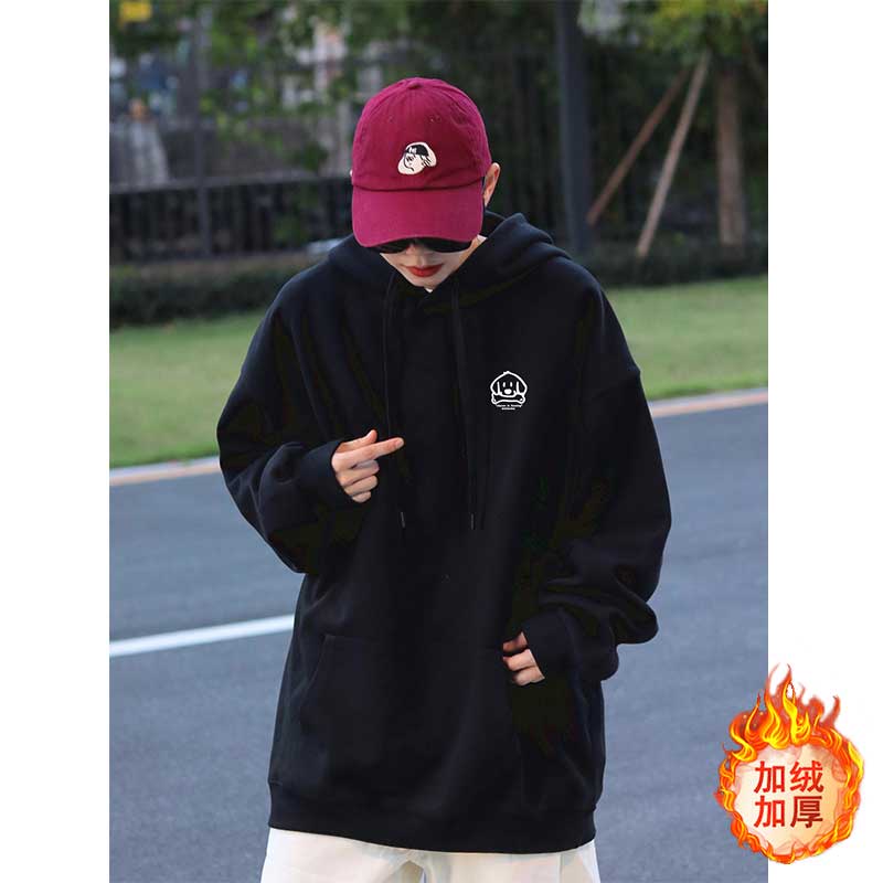 Áo Khoác Hoodie Nỉ Ngoại Cỡ Màu Đỏ Tía Phong Cách Đường Phố Mỹ Thời Trang Thu Đông Cho Nam
