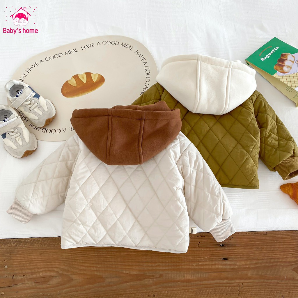 Áo khoác cho bé,  Áo khoác phao ấm cho bé trai có mũ, lót  bé từ 7kg trở lên- Baby's home có sẵn