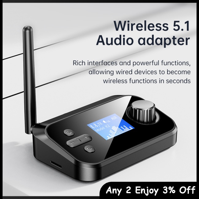 Zevaret Cáp Chuyển Đổi Âm Thanh aux bluetooth 5.0 Có Màn Hình 3.5mm