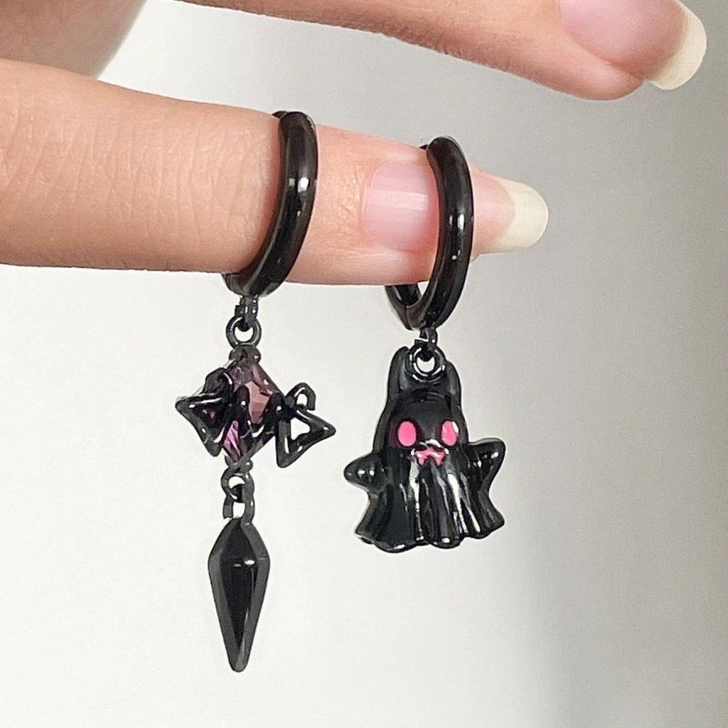 Bông Tai Hình Ma Màu Đen Phong Cách halloween Thời Trang Mùa Đông 2023