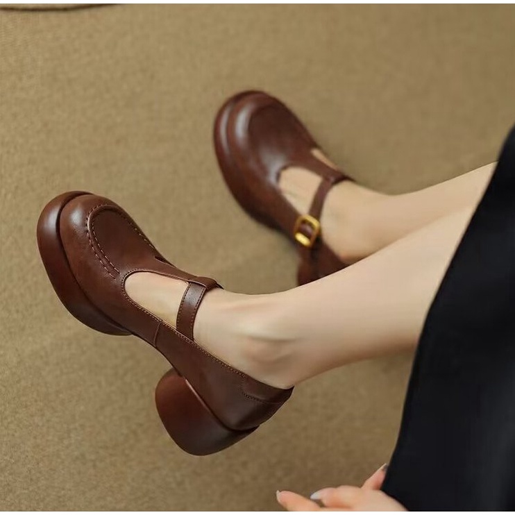 Giày Cao Gót Mũi Tròn Đế Dày Thời Trang Dành Cho Nữ / size 35-39