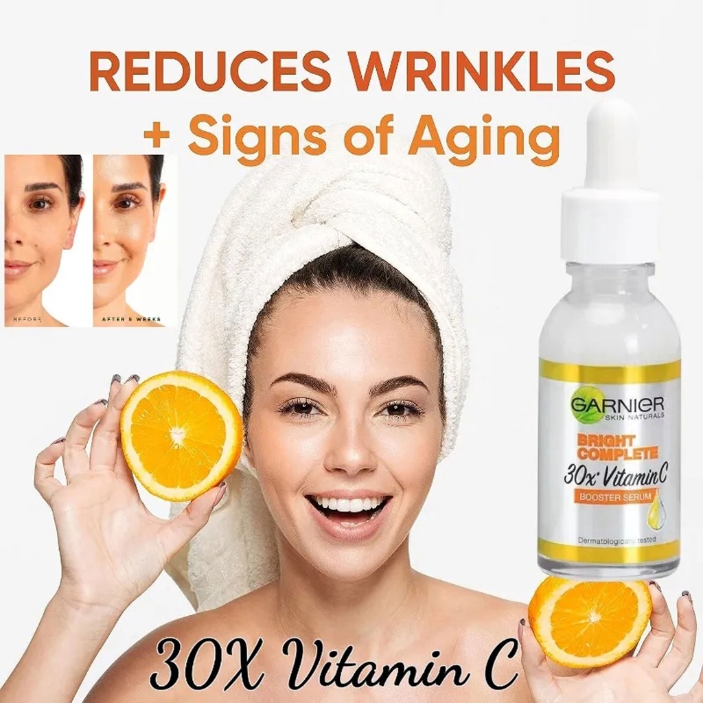 Vog 30ml Vitamin C Booster Serum Garnier Bright Complete Nicotinamide Bright Skin Tone Essence Fade Acne Mark