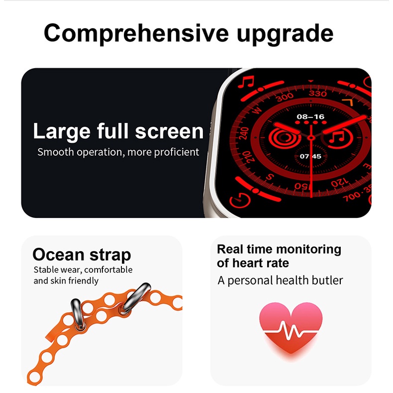 Mới Đồng Hồ Thông Minh ultra 9 10 Trong 1 i20 ultra max Màn Hình hd 49mm 2.3 inch Có Khóa Cài 9ksk