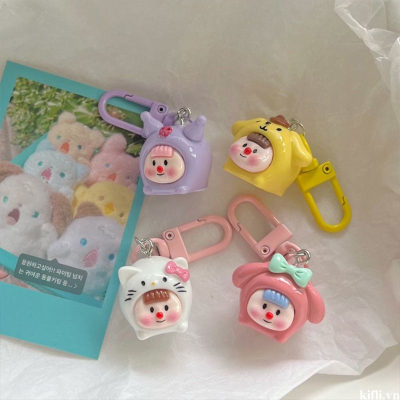 🌸🌸Móc Khóa Hình Mặt Em Bé Sanrio Cinnamoroll Kulomi Hoạt Hình Đáng Yêu