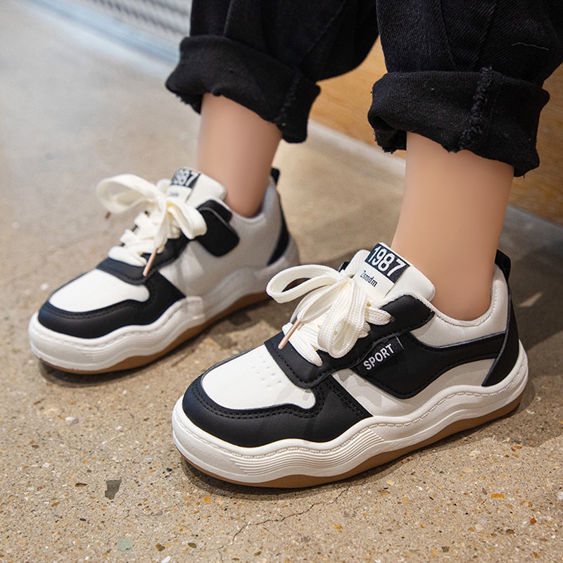 Giày Da Đế Bằng Cột Dây Thời Trang Cho Học Sinh